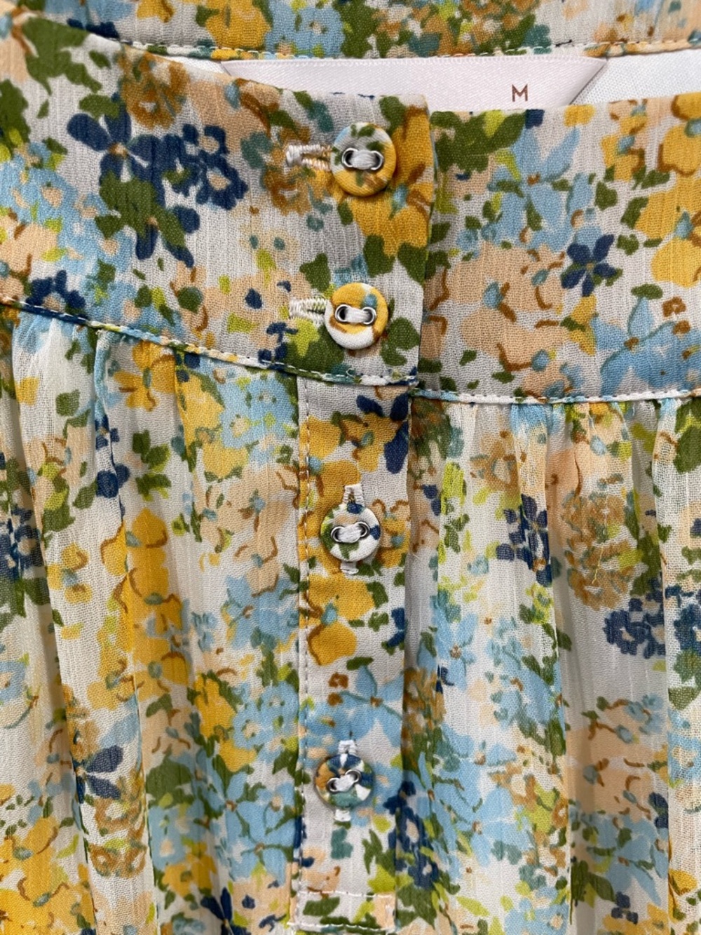 LC Lauren Conrad Yellow & Blue Floral Square-Neck Blouse - Picture 4 of 7
